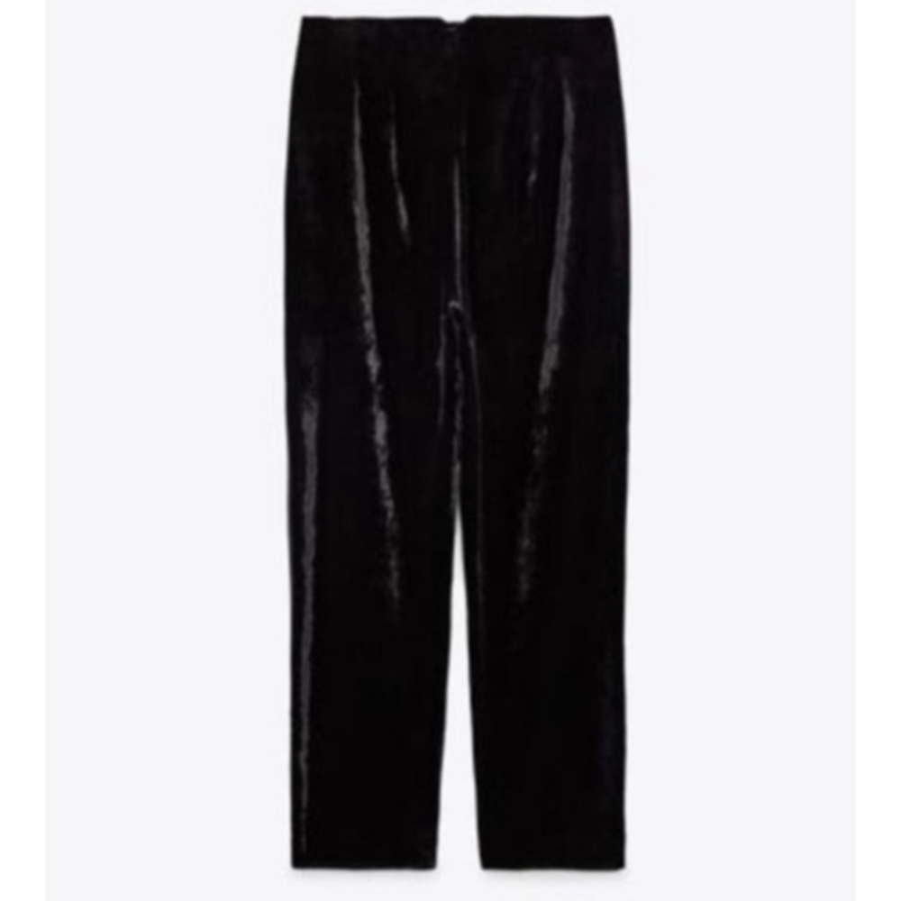 Zara Crushed Black Velvet Pants Size S WhimsyGoth Witchycore Fancy